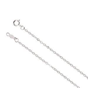 1.3mm 14k White Gold Solid Flat Cable Chain Necklace, 24 Inch